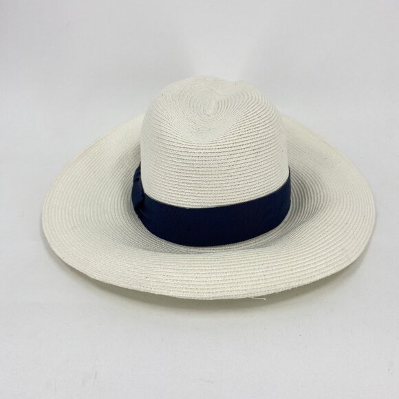 Gottex Triton Straw Sunhat White with Blue Band Adjustable Drawstring UPF 50+ - Picture 3 of 5